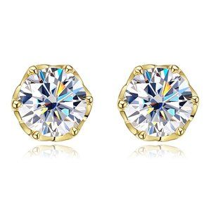Certified 2ct. t.w. Moissanite Diamond Solitaire Stud Earrings NEW